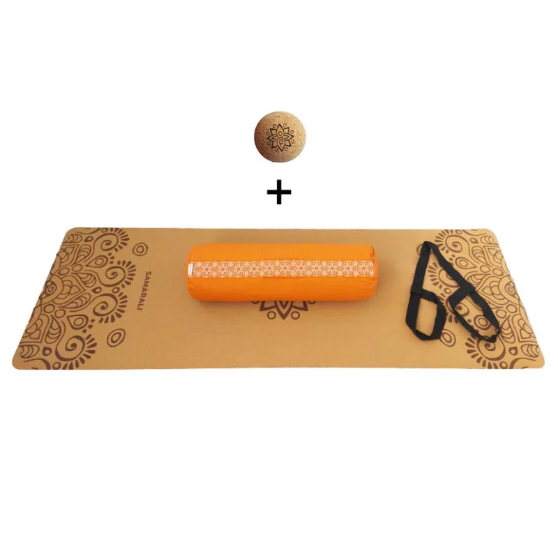 Yin Yoga Set - Kork Yogamatte, Massageball, Bolster & Gurt – Sun